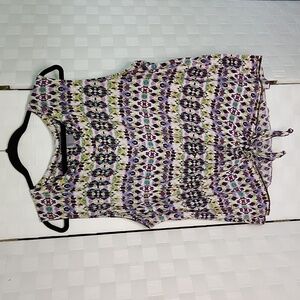 Plus Size 3x New Direction Front Tie Colorful Blouse Tank Top